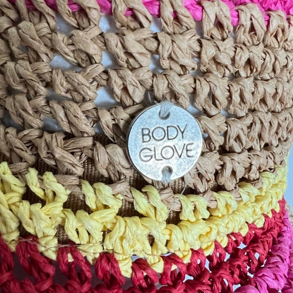 Body Glove Bucket Hat Crochet Pink Yellow One Size Beach Sun Striped - Picture 5 of 7